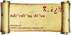 Kőrösy Éva névjegykártya